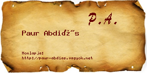 Paur Abdiás névjegykártya